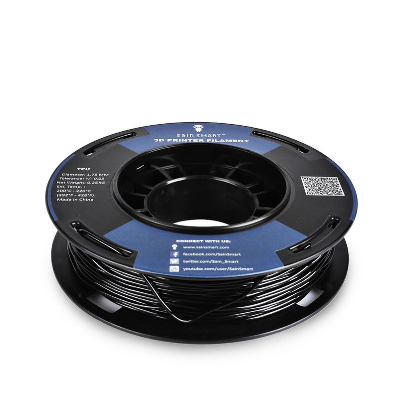 SainSmart ساينسمارت - TPU-BLK-0.25KG1.75 ساينسمارت 1.75 مم 250 جرام خيوط طباعة ثلاثية الأبعاد مرنة TPU، دقة الأبعاد +/- 0.05 مم (أسود) - Image 2